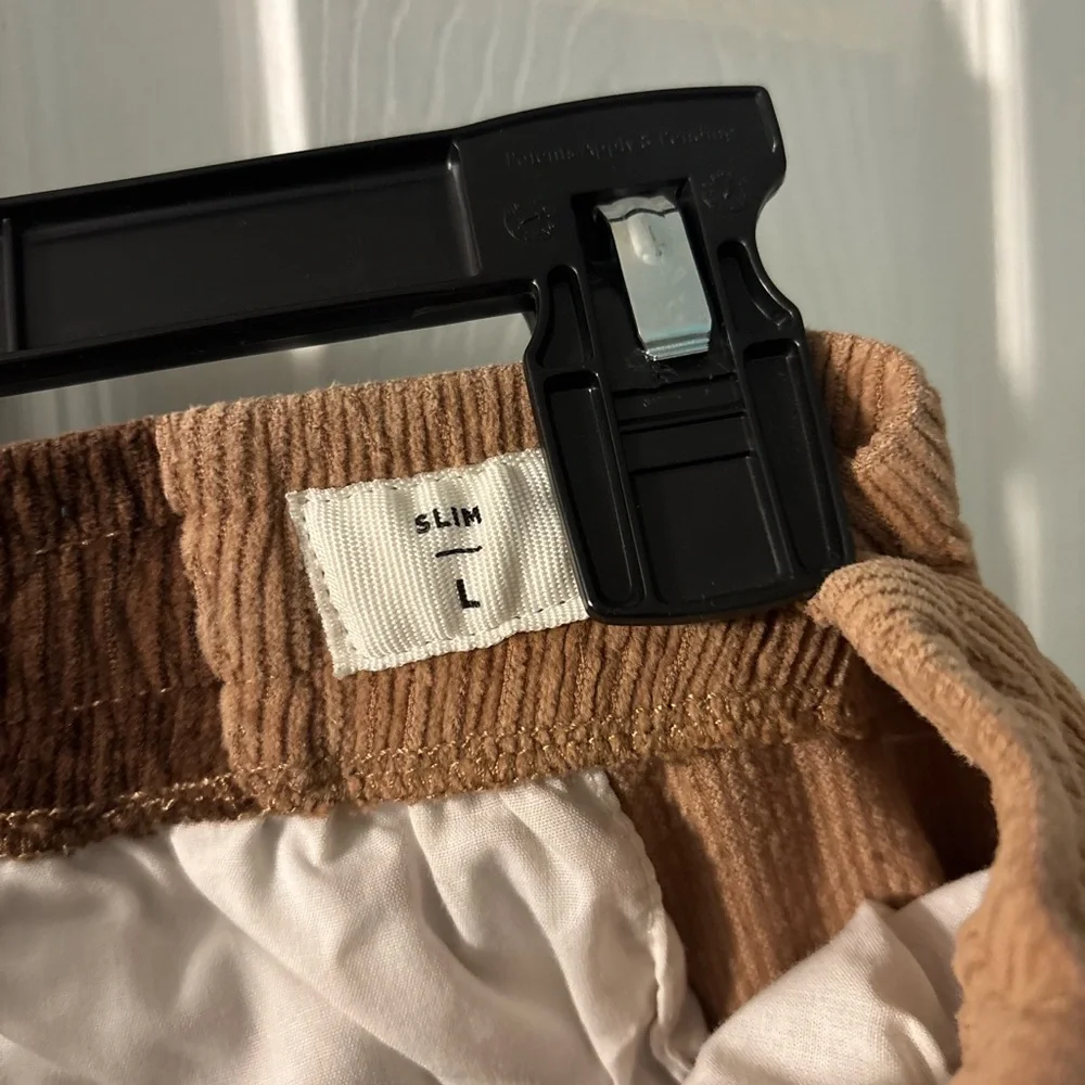 PacSun Men's Corduroy Patchwork Pants - Brown and Cream - Picture 3 of 5